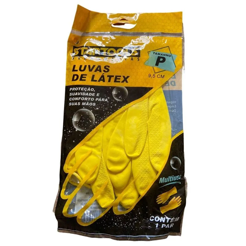 Kit 10 Pares De Luvas Látex Amarela Para Limpeza Tamanho P