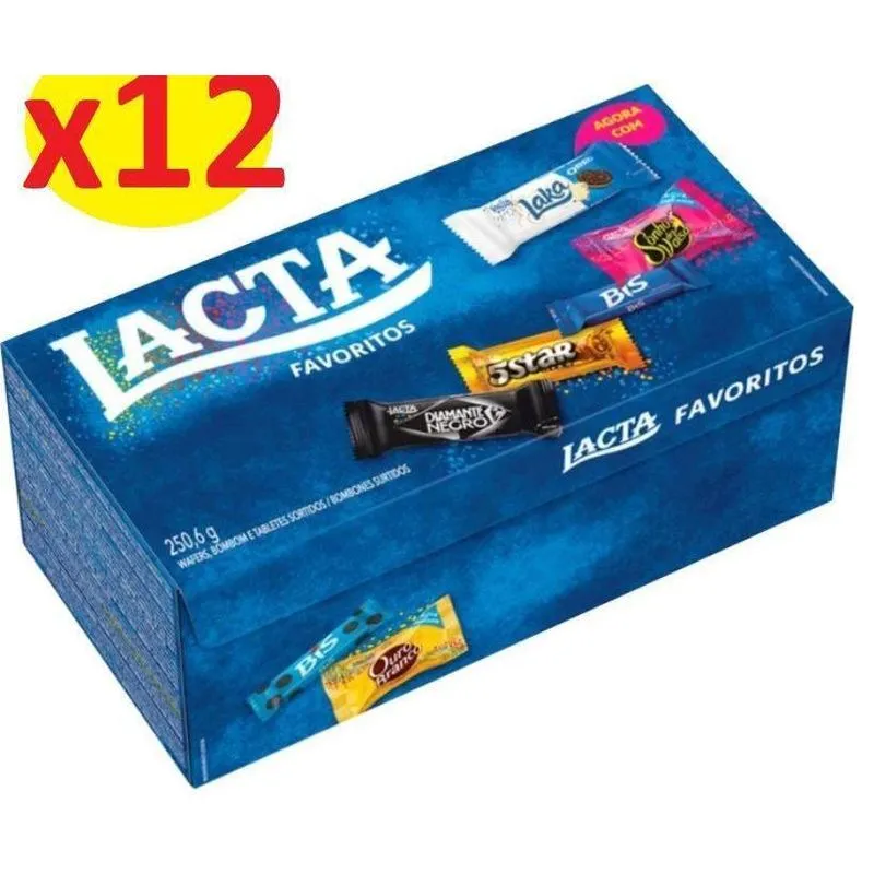 Kit 12 Caixas De Bombom Favoritos Sortido Lacta De 250,6g
