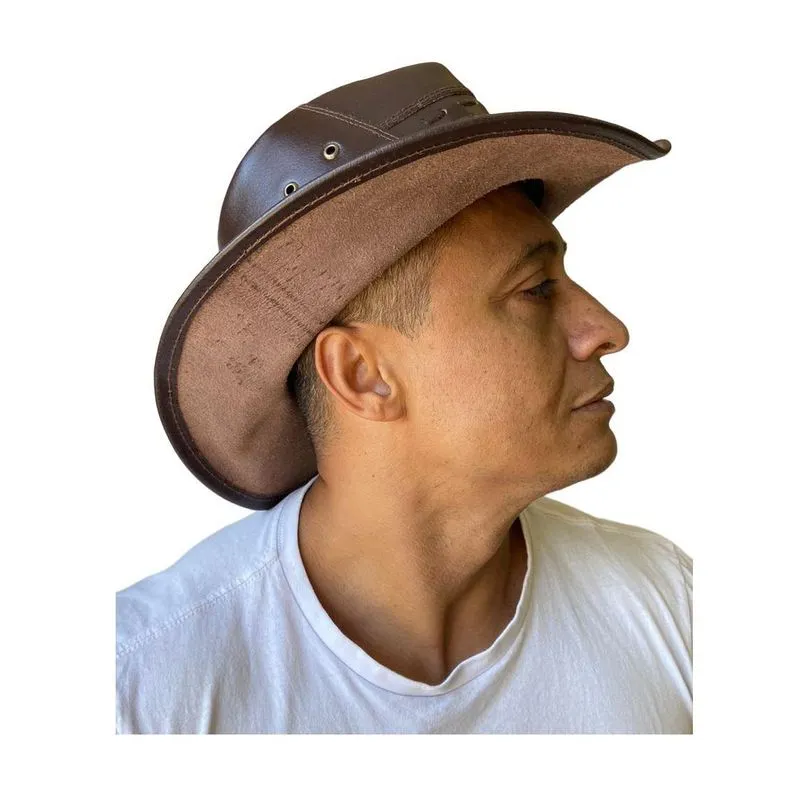 Chapéu Sintético Marrom Cowboy Boiadeiro 9cm 31cm 34cm 8cm