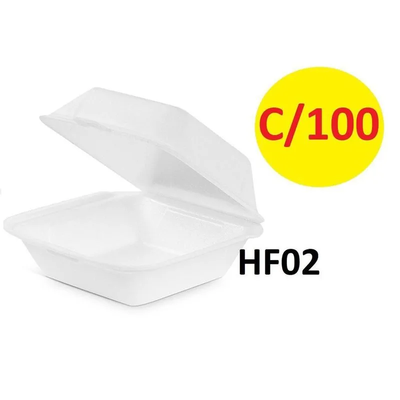 100 Un Hamburgueira Isopor Hf2 Para Lanches Fritas Salada