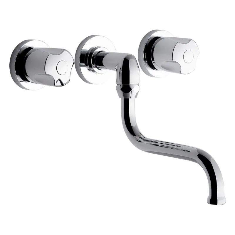 Griferia cocina de pared doble comando pico bajo FV Pampa