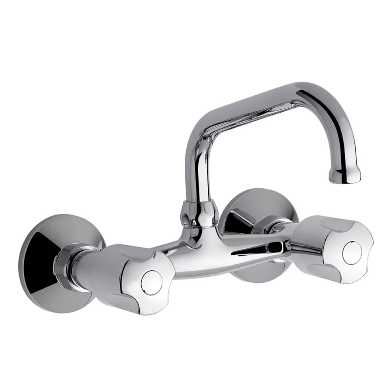 Griferia cocina de pared doble comando exterior pico alto FV Pampa