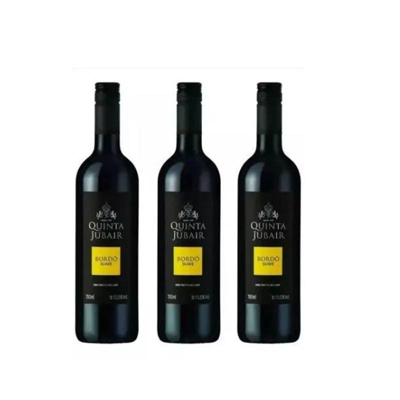 Combo 4 Un Vinho Tinto Mesa Quinta Jubair Bordô Suave 750ml