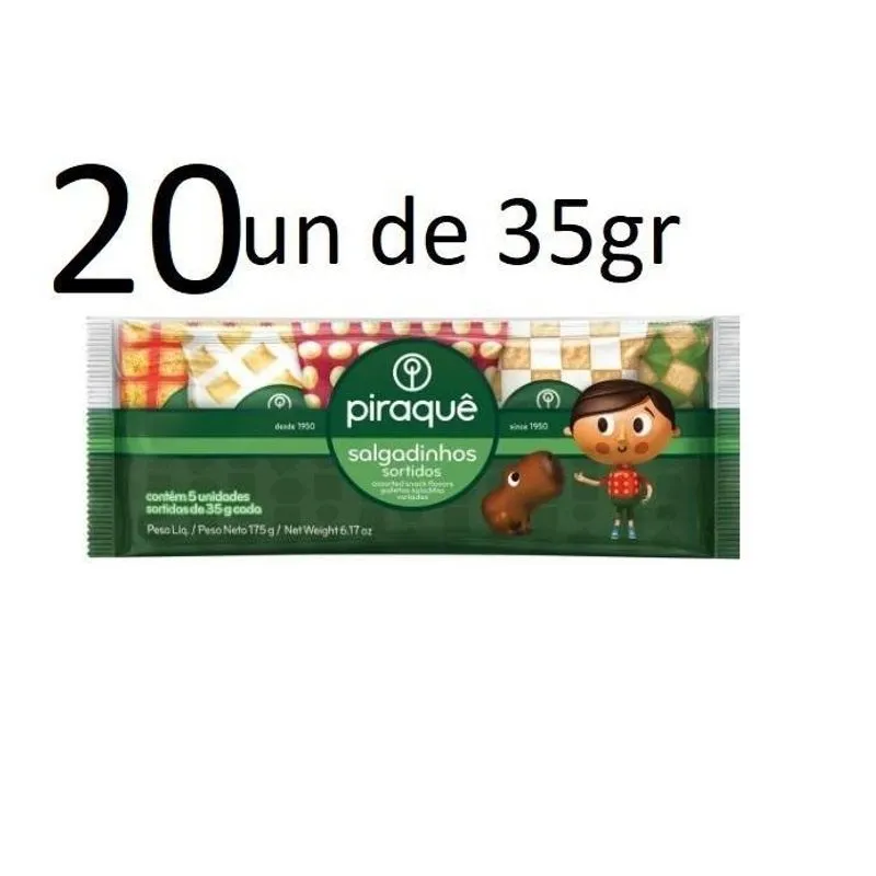 Mini Biscoito Salgado Piraquê Sortidos Kit 20un De 35 Gramas