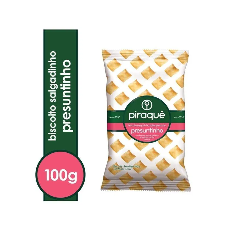 Biscoito Salgado Piraque Presuntinho 100g- Kit 10 Unidades