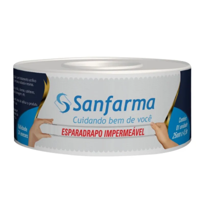 Esparadrapo Impermeável Branco Sanfarma 25mm X 4,5m 48 Unid