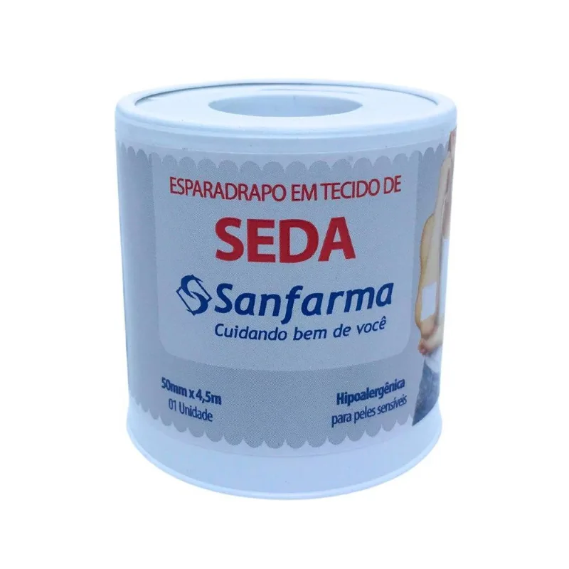 Esparadrapo Branco Tecido Em Seda Sanfarma 50mmx4,5m 3 Unid