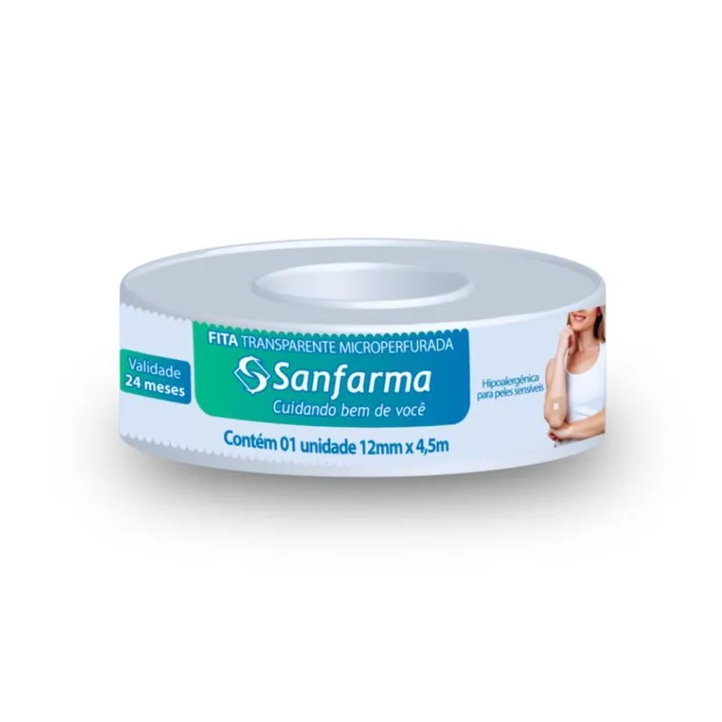 Fita Trasparente Microperfurada Sanfarma 12mm X 4,5m 6 Unid