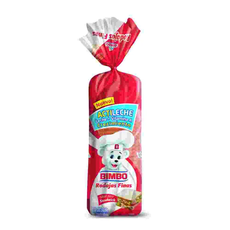 Pan Lacteado Rodajas Finas Bimbo Acti Leche 590 Gr