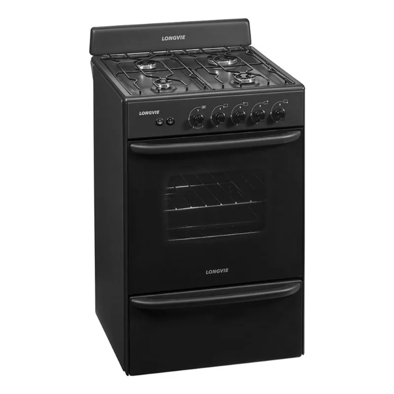 Cocina A Gas Longvie 12331g Grafito 4 Hornallas De 56 Cm