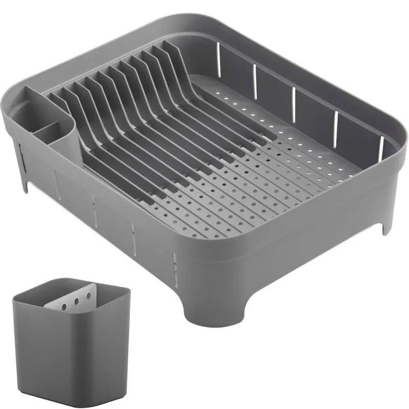 Kit Escorredor De Louça Prato Talheres Utensílios De Cozinha Chumbo