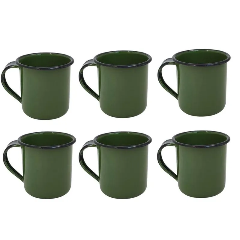 Jogo 6 Canecas Xícaras De 70ml Chá Café Esmaltadas Cozinha Verde