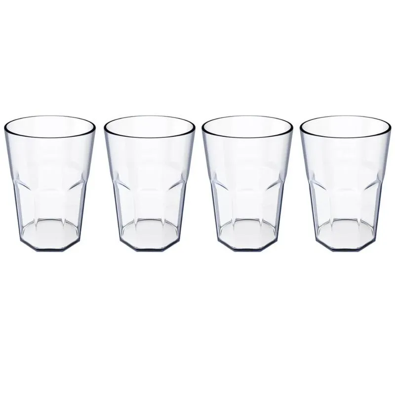 Jogo De Copos Conjunto 4 Unidades Copo Para Suco 400ml Acrílico Natural