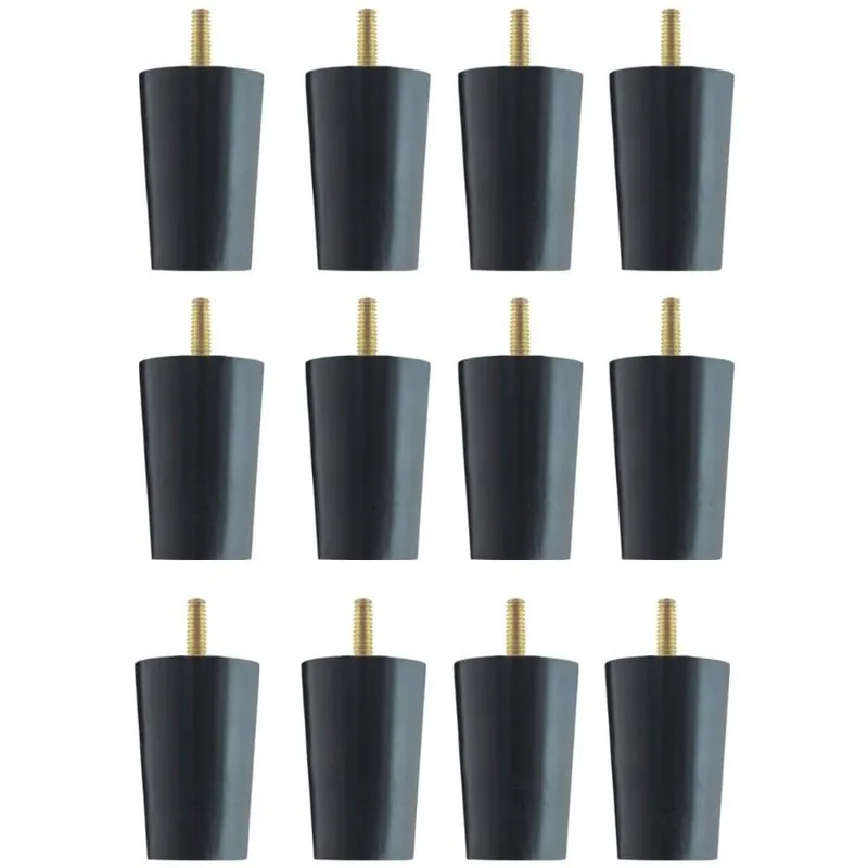 Kit 12 Pés Para Cama Box Solteiro 6cm Box Baú Preto Madeira Preto