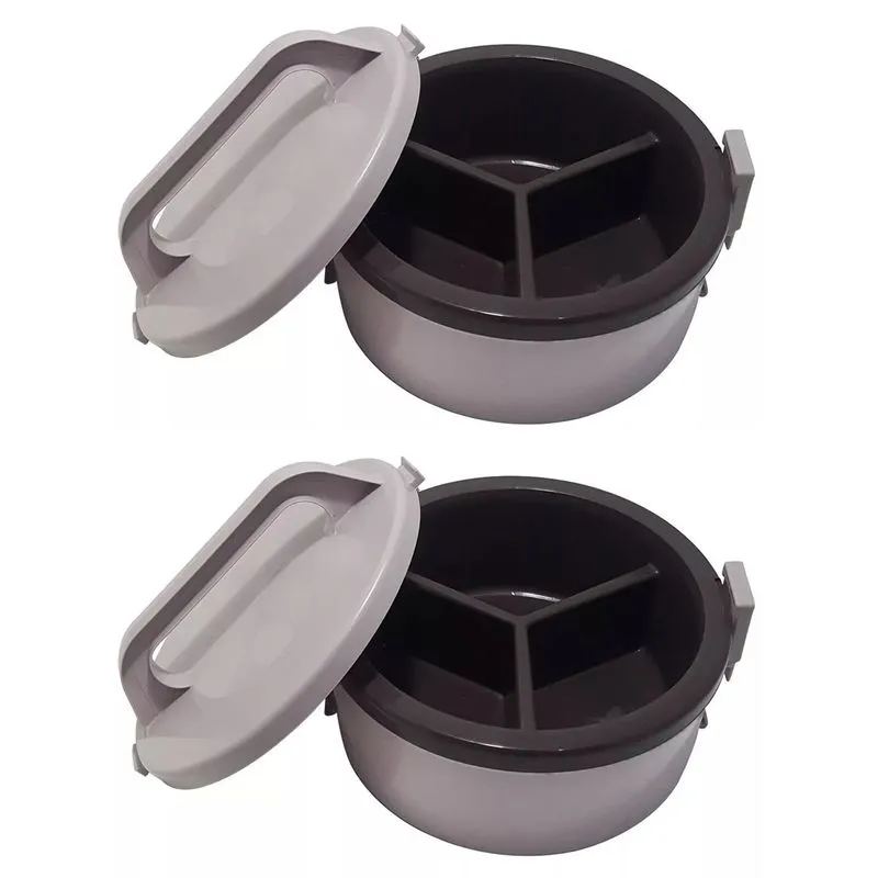 2 Marmitas Térmicas Plásticas 3 Divisórias Soprano Tekcor 1,5 Lts