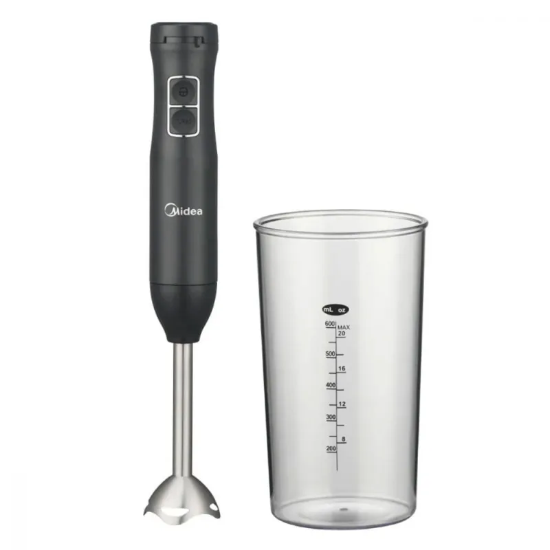 Midea Licuadora de mano 600W inox (Licuador, vaso y batidor)