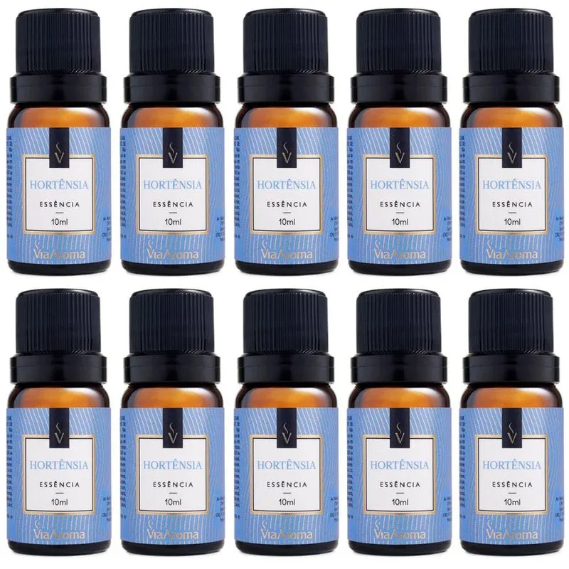 Kit 10 Essências Aromatizadoras Para Difusor Elétrico 10ml Via Aroma Hortênsia