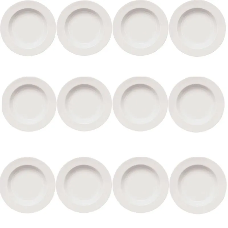 Conjunto de 12 Pratos Fundos Classe Única para Bar ou Hotel Germer de Porcelana Brancos