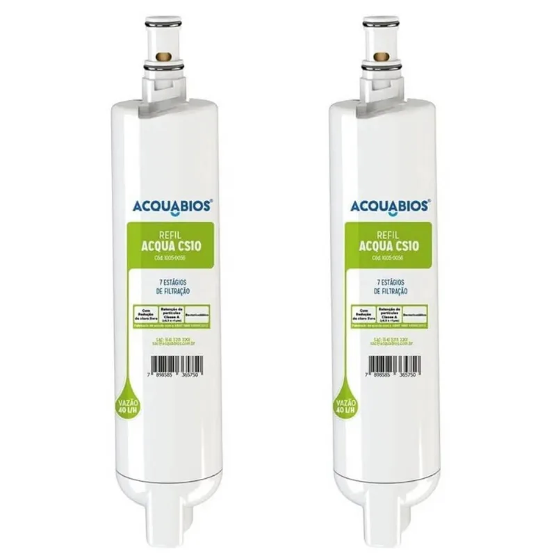 Kit 2 Refil Acqua Filtro Purificador de Água Elétrico CS10 Ultrafiltração Consul Facilite Acquabios