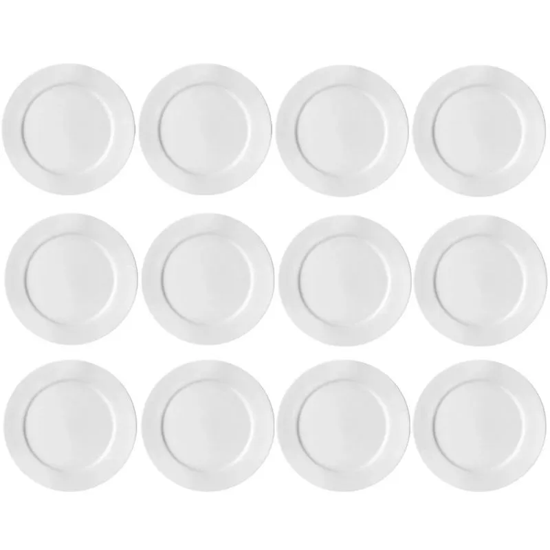 Jogo 12 Pratos Redondos para Sobremesa 18,5cm Classe Única Bar e Hotel Germer Porcelana Branca