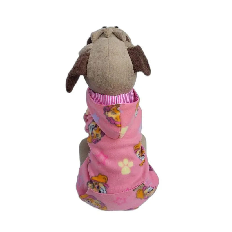 Blusa Pet Rosa Cachorrinhos Com Capuz Dupla Face Tam Xpp