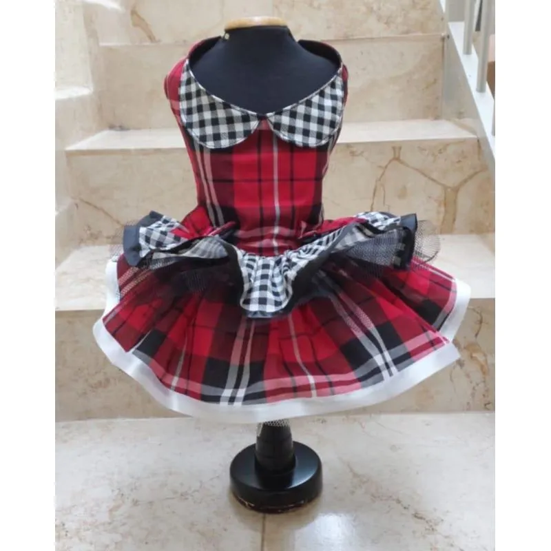 Vestido Pet Festa Junina Xadrez Luxuoso - Tamanho P