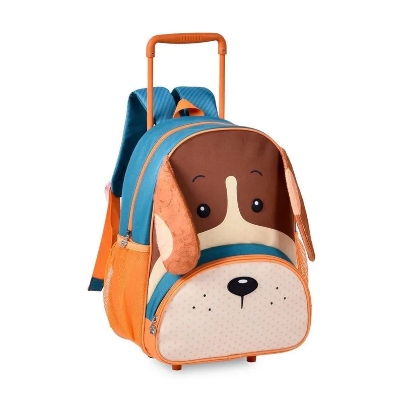 Mochila Rodinhas Cachorrinho Bolsa Carrinho Escolar Infantil