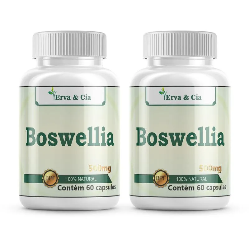 Boswellia 2 Potes 100% Pura Natural 120 Cápsulas 500mg