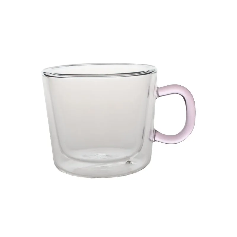 Set x2 tazas doble vidrio 8.1 cm. altura asa color