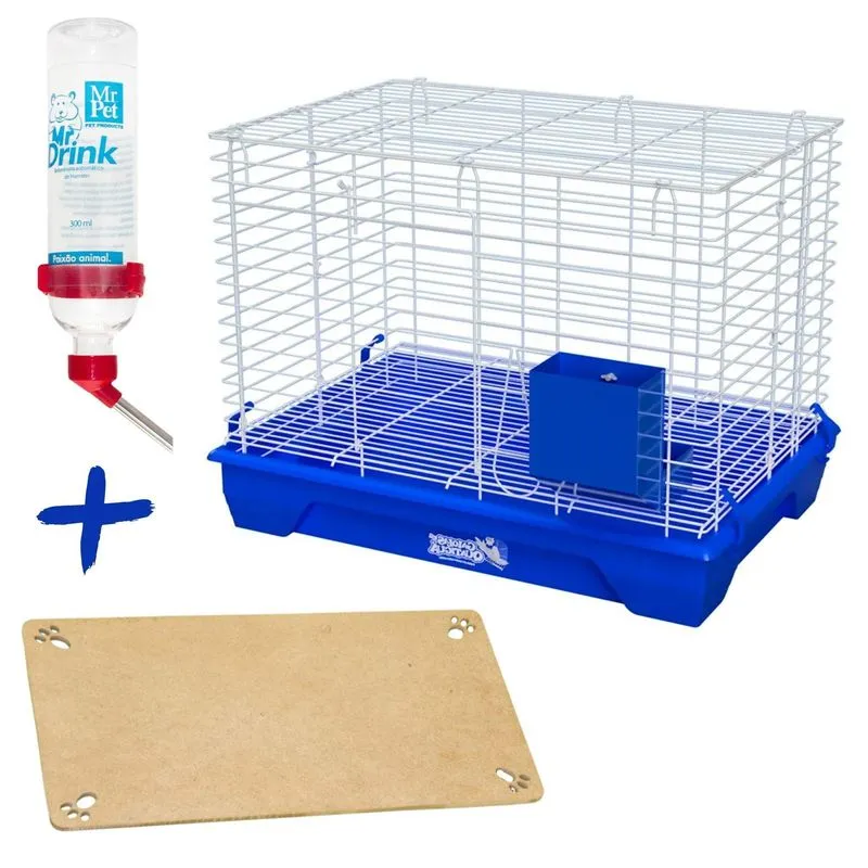 Gaiola Para Coelho Com Bebedouro Descansa Patas - Azul
