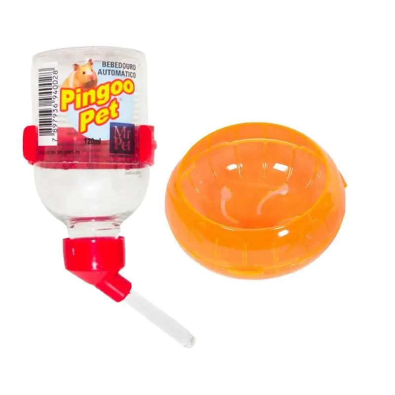Bebedouro 120ml Bico De Vidro E Rodinha Para Hamster