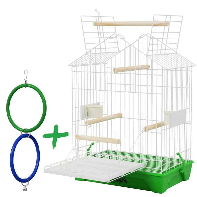 Kit Gaiola Capela Calopsita Brinquedo Argolinha - Verde