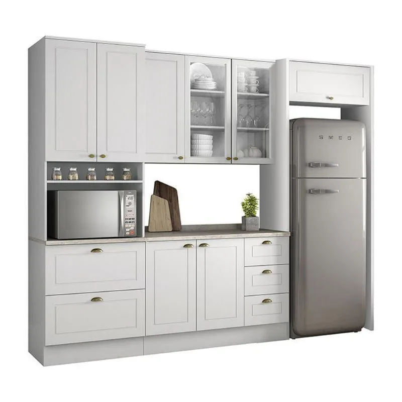 Cozinha Completa Americana 4 Peças Com Lateral Branco - Móveis Henn Branco