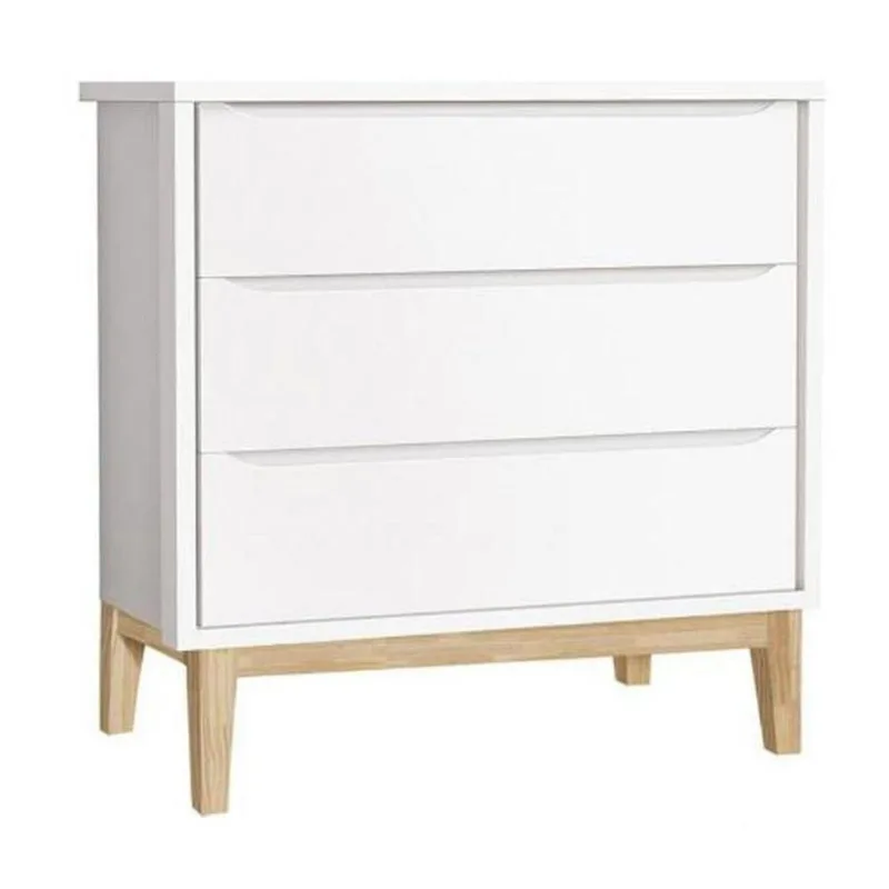 Cômoda Infantil Classic 3 Gavetas MDF Puxador Embutido Branco Fosco Reller Móveis