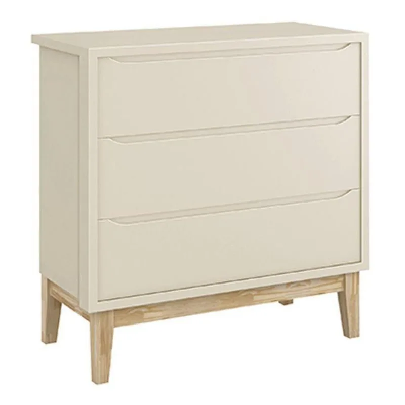 Cômoda Infantil Classic 3 Gavetas MDF Puxador Embutido Areia Fosco com Pés Madeira Natural Reller