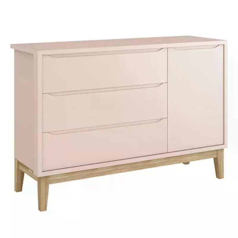 Cômoda Infantil Classic 3 Gavetas MDF Puxador Embutido Rosa Fosco Reller Móveis