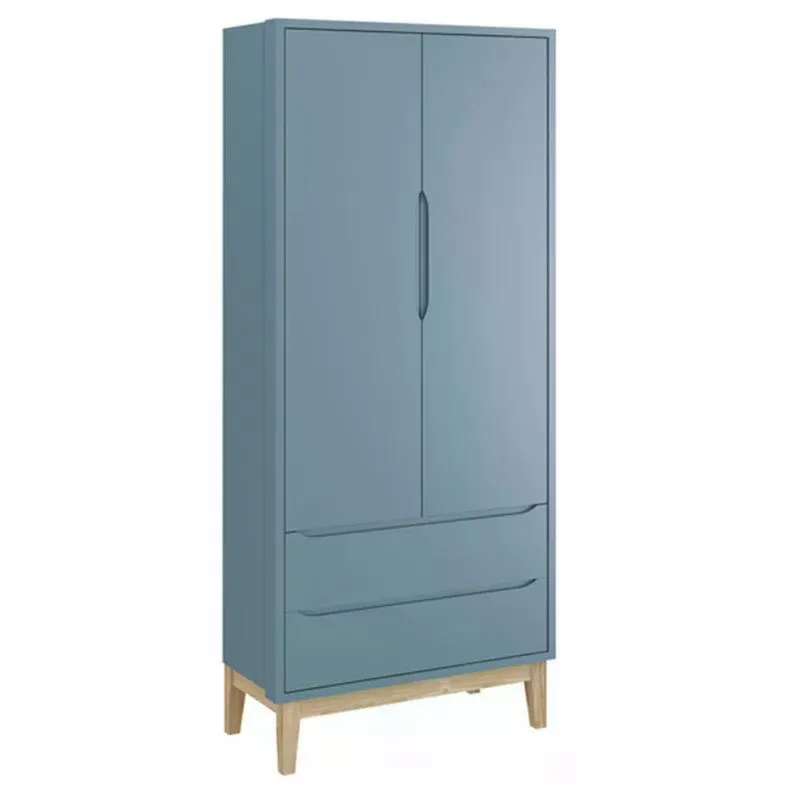 Guarda Roupa Infantil Classic 2 Portas com Pés Madeira Natural - Reller Móveis Azul Fosco