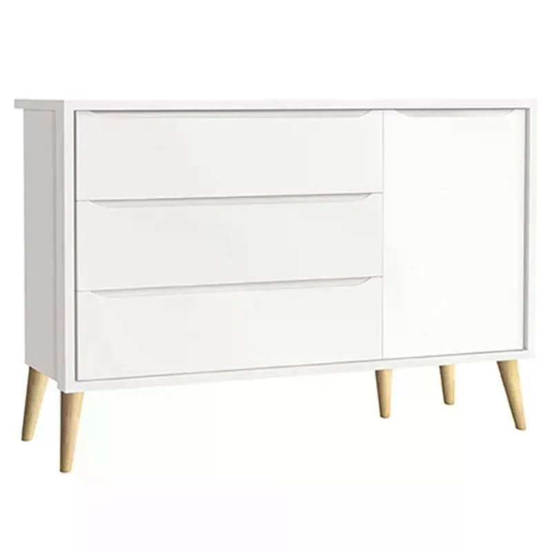 Cômoda Infantil Theo 3 Gavetas MDF Puxador Embutido Branco Fosco Reller Móveis