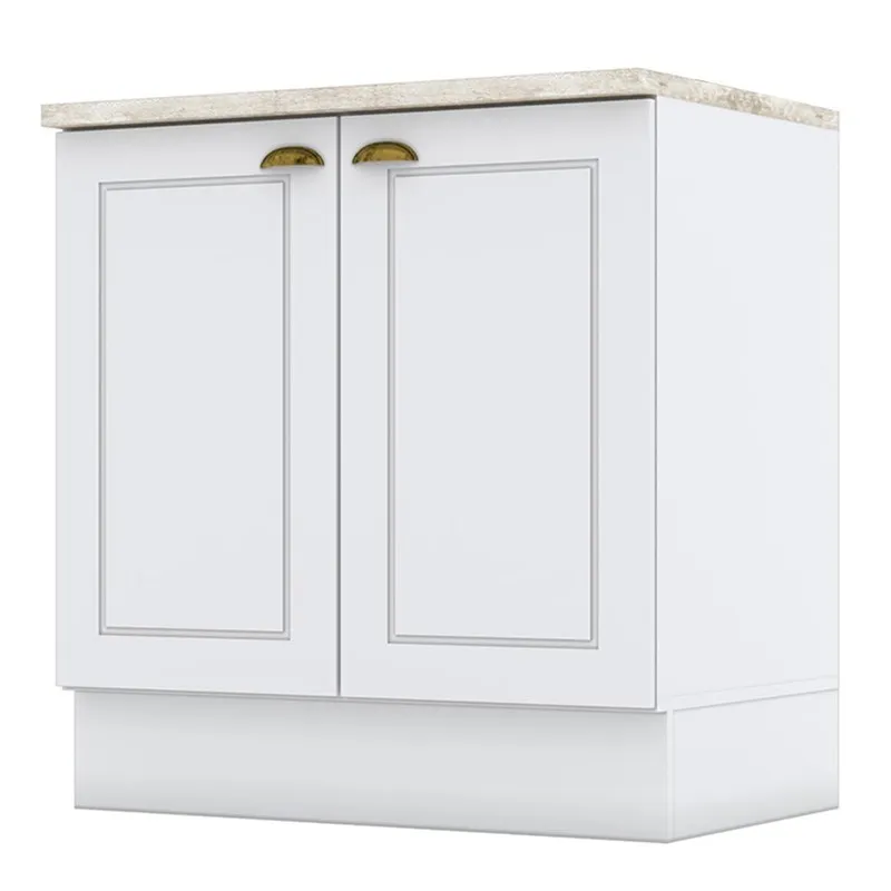 Balcão 2 Portas 80cm Americana Branco Com Tampo Cooktop Calcare - Móveis Henn