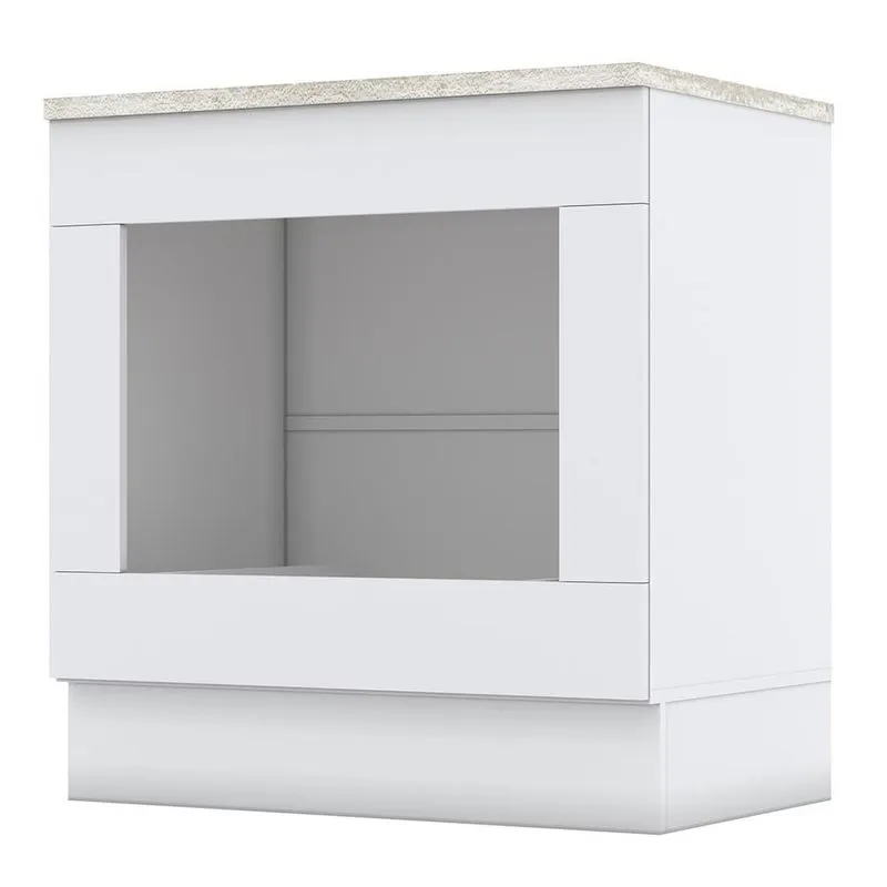 Balcão Forno de Embutir 80cm Americana com Tampo Cooktop - Móveis Henn Branco/Calcare