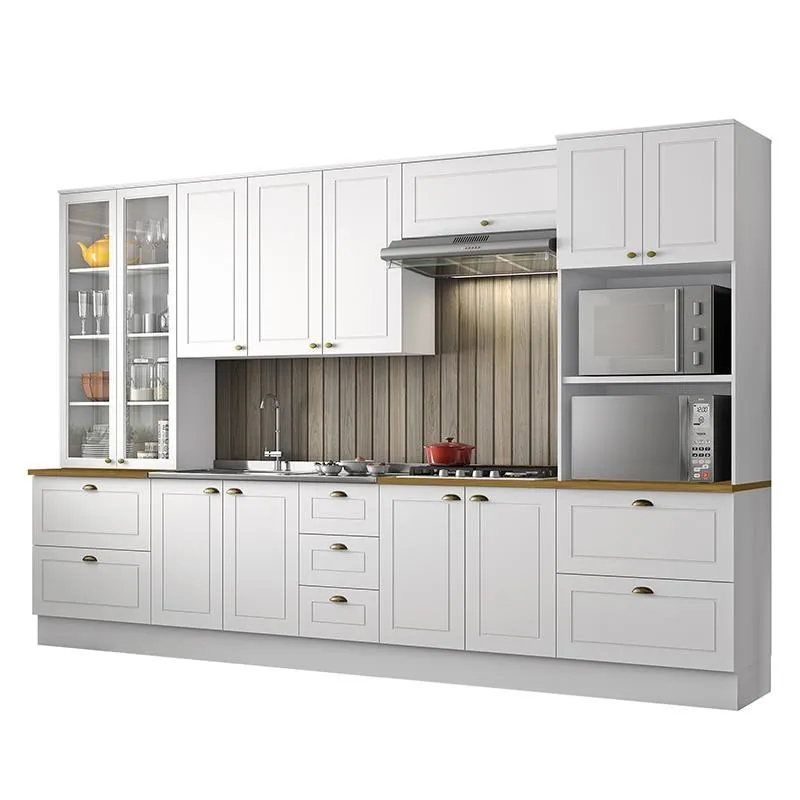 Cozinha Completa 6 Peças Americana Branco Com Torre Quente 2 Fornos Tampo Nature - Móveis Henn