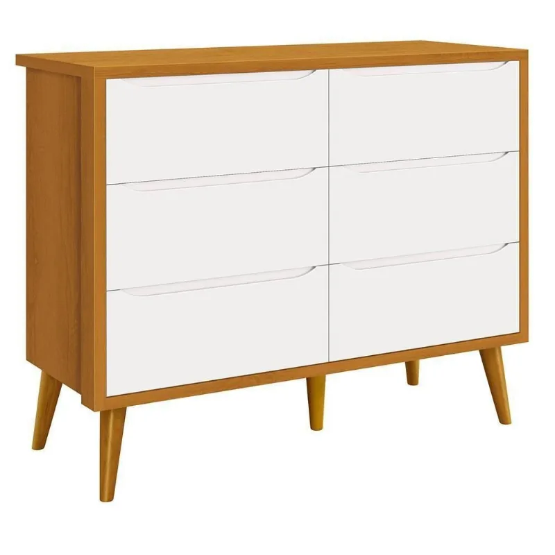 Cômoda Infantil Theo 6 Gavetas MDF Puxador Embutido Branco-savana