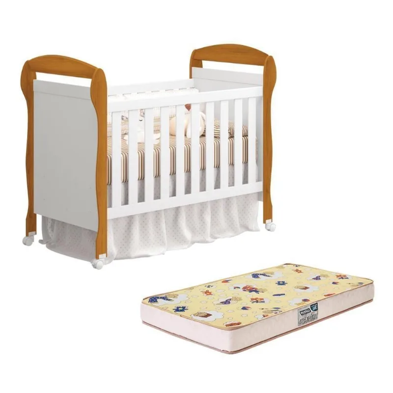 Berço Mini Cama Danny Transforma-se em Sofá com Colchão D18 Branco-savana Reller Móveis