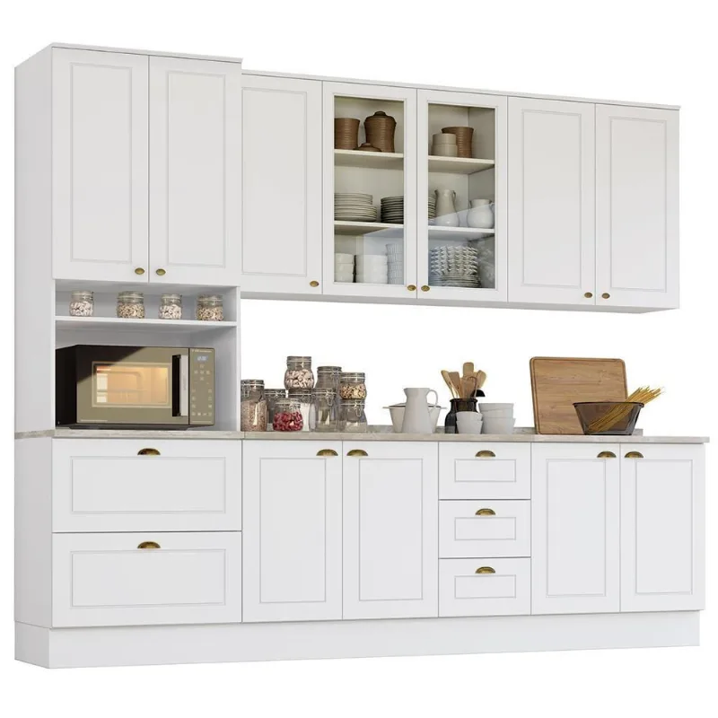 Cozinha Completa Americana 5 Peças Branco Com Torre Quente 1 Forno - Móveis Henn Branco