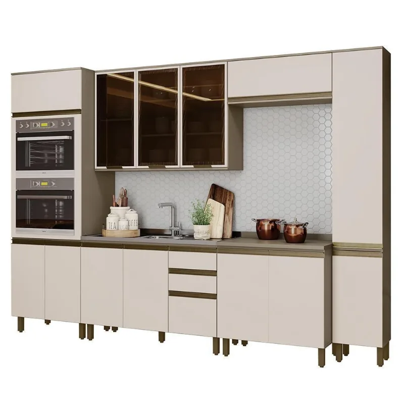 Cozinha Modulada Connect 6 Peças Duna-cristal Com Torre Quente 2 Fornos - Móveis Henn Duna-cristal