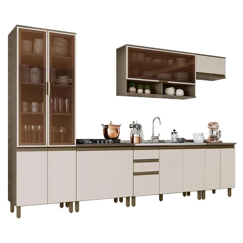 Cozinha Completa 6 Peças Connect Duna-cristal Com Cristaleira - Móveis Henn Duna-cristal