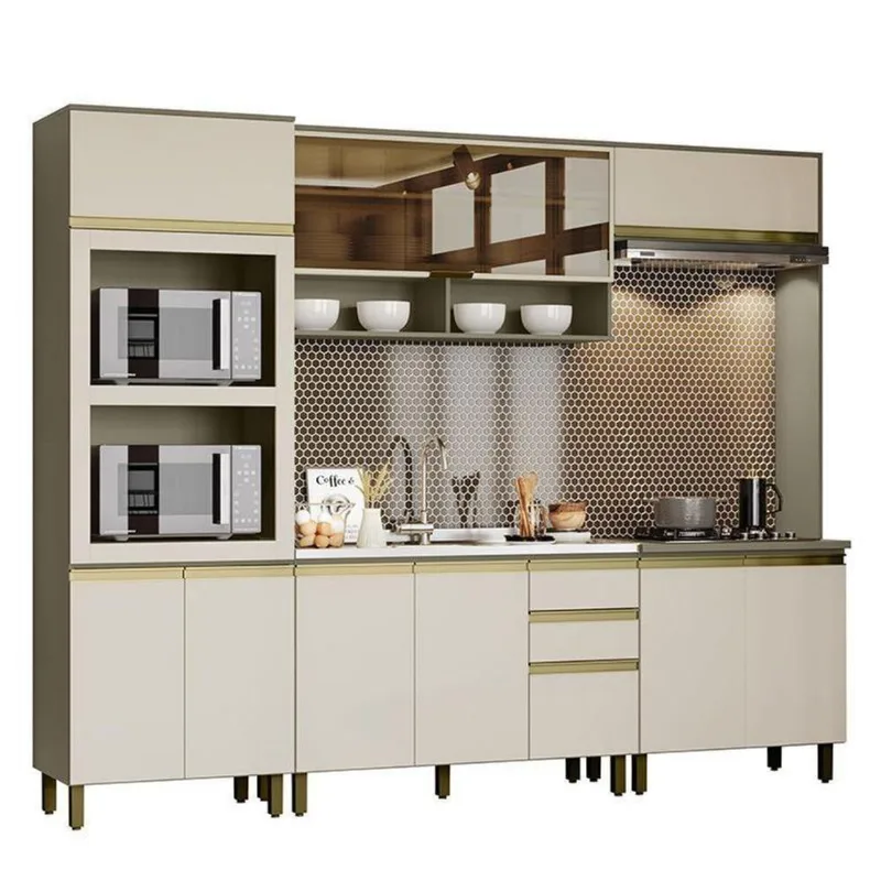 Cozinha Completa 5 Peças Connect Duna-cristal Com Torre Quente E Lateral - Móveis Henn Duna-cristal