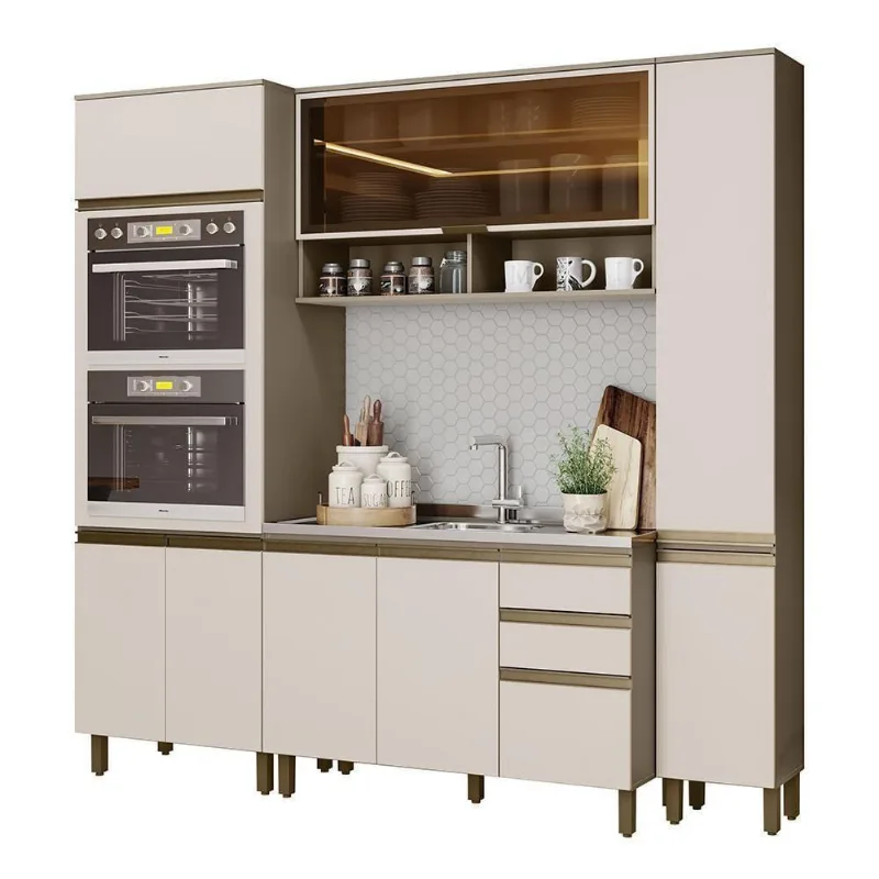Cozinha Modulada Connect 4 Peças Duna-cristal Com Torre Quente 2 Fornos - Móveis Henn Duna-cristal