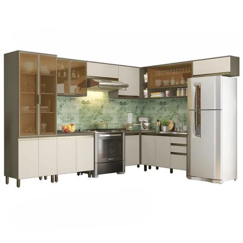 Cozinha Completa De Canto 9 Peças Connect Duna-cristal Com Cristaleira - Móveis Henn Duna-cristal