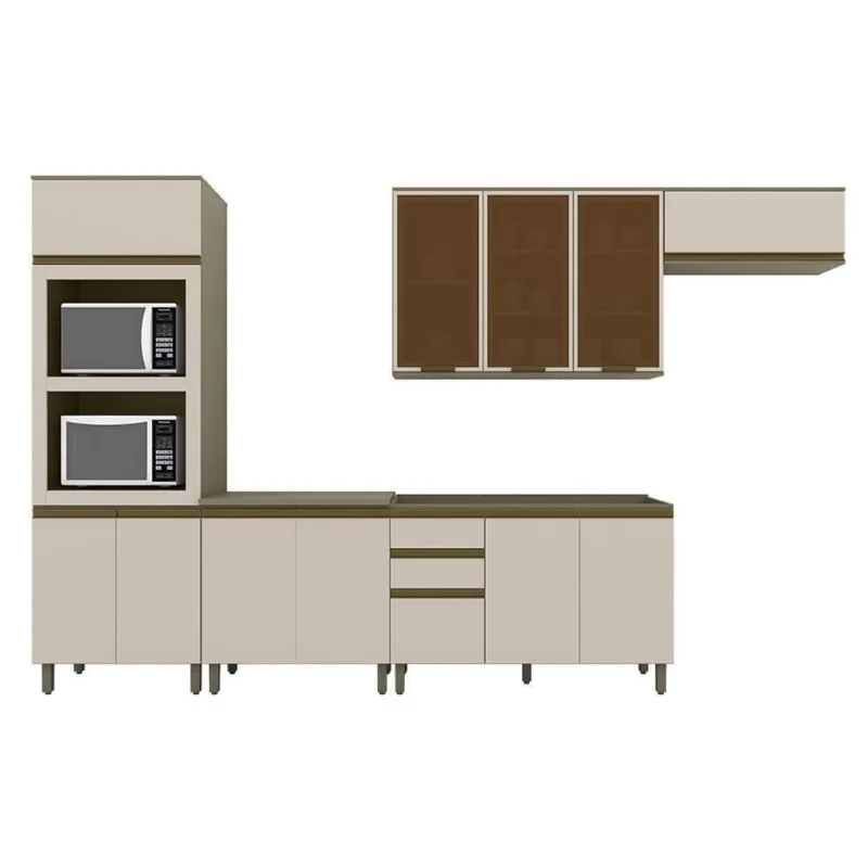 Cozinha Completa Connect 6 Peças Duna-cristal Com Torre Quente 2 Fornos - Móveis Henn Duna-cristal